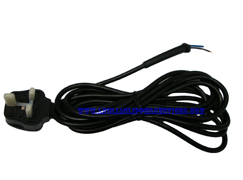 Black plug in power Cable for the Oster Golden A5 dog clipper, with 3 pin plug and grommet