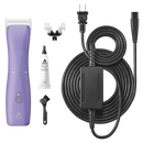 Corldess Dog Clipper shown with charging cable and oil by Andis