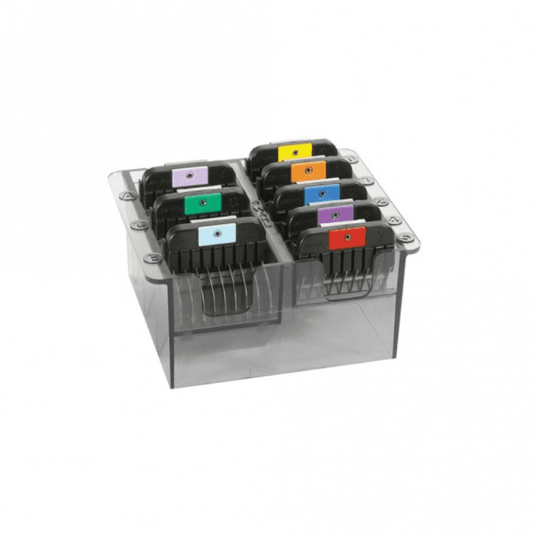 Wahl stainless steel comb attachment set in plastic holder