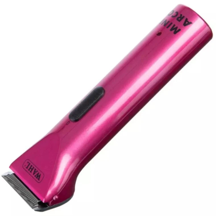 Pink Wahl Mini Arco Cordless trimmer with blade attached