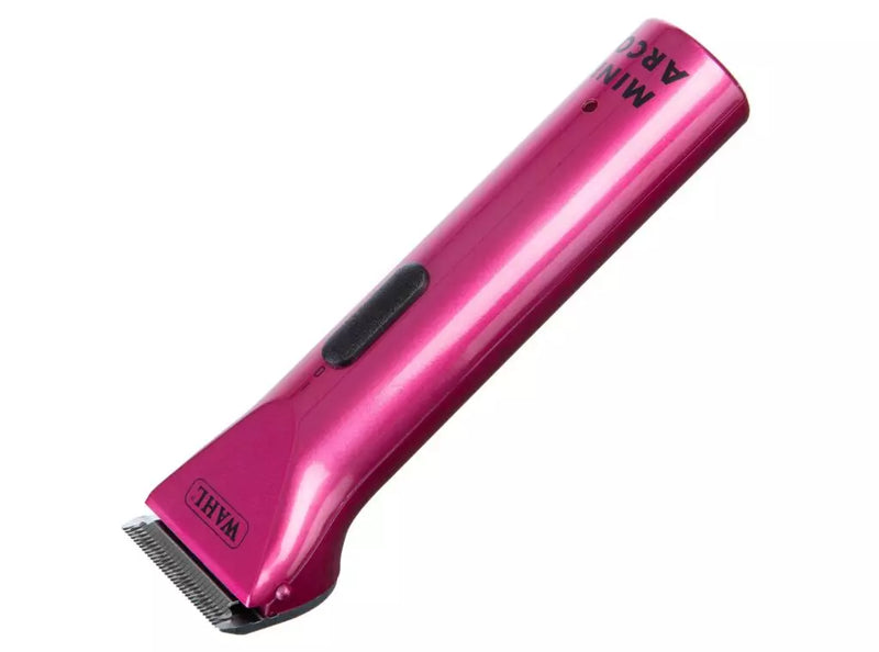 Pink Wahl Mini Arco Cordless trimmer with blade attached