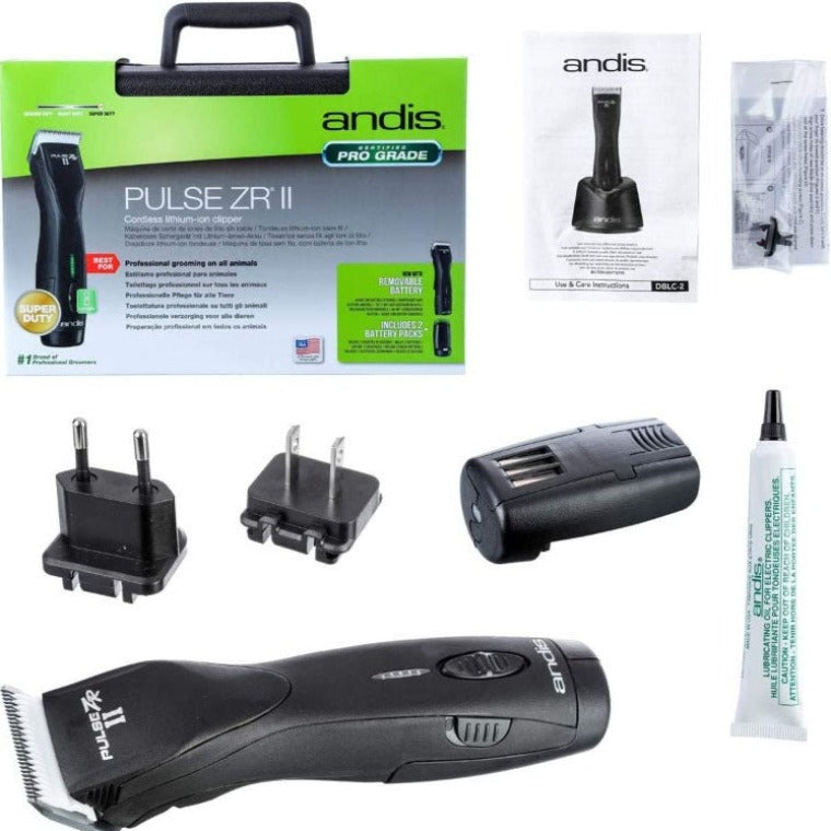 Andis Pulse ZR2 Cordless dog clipper Black with 2 batteries, oil, spare blade drive