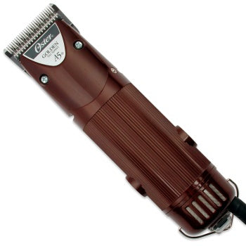 Oster Golden A5 Two Speed 240V corded dog grooming clippers with burgundy body case